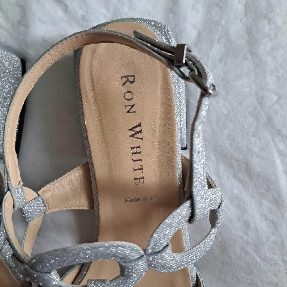 NWOB Ron White Beverly Glitter Fabric Slingback Sandals Size 38.5 8.5 $495